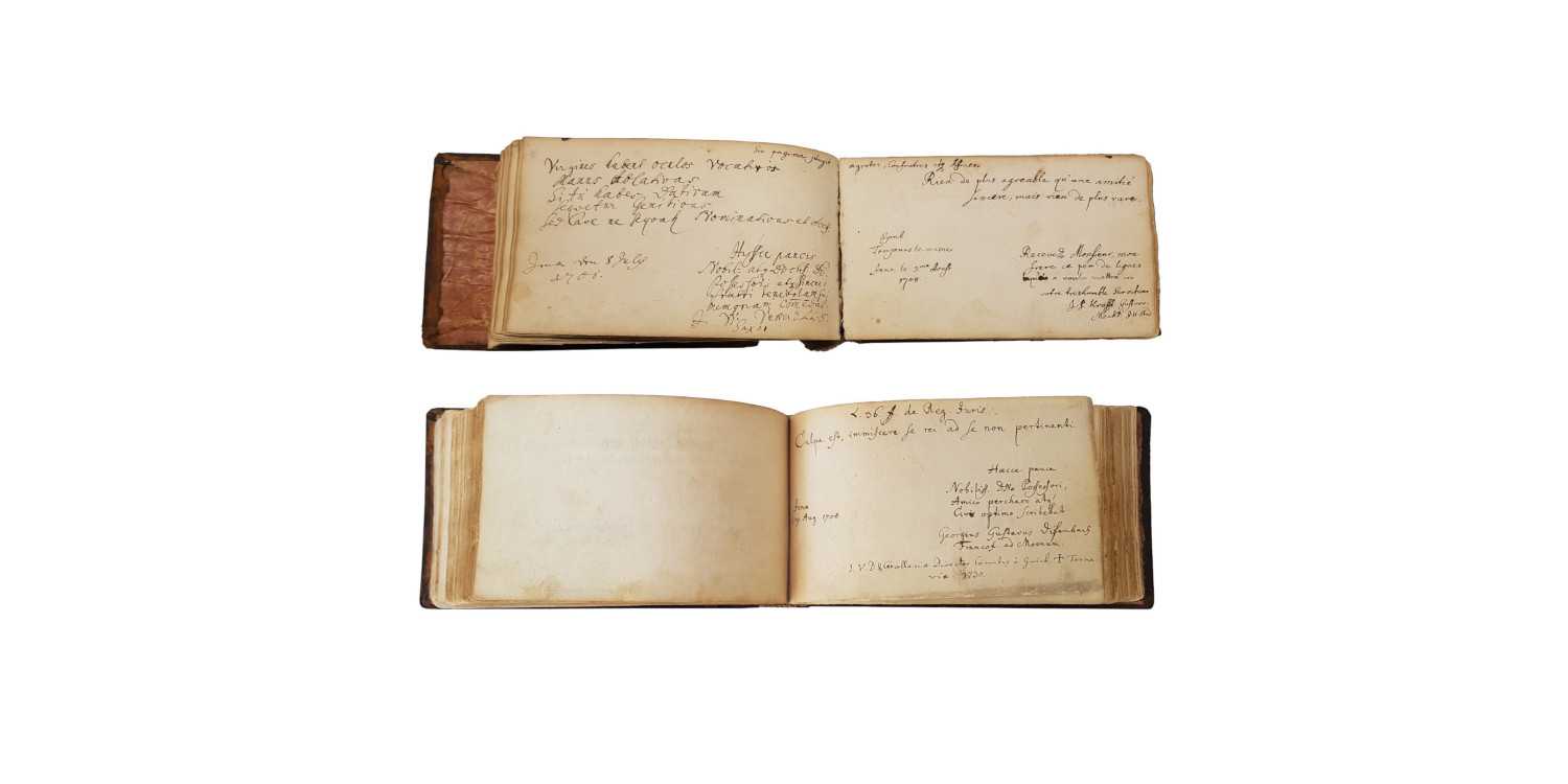 <p>Ganzlederband, Wiederverwendung aller historischen Materialien, Sicherung der Brokatpapiere. Auftragsarbeit aus dem Jahr 2017</p>